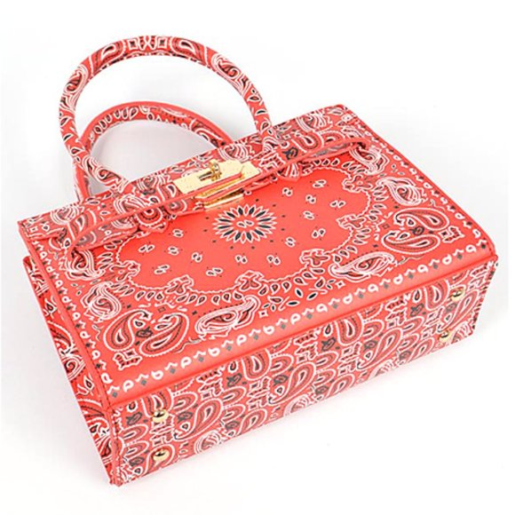 BNWT Paisley Bandana Printed Convertible Top Handle Tote Bag Top Handle Purse - Picture 6 of 6